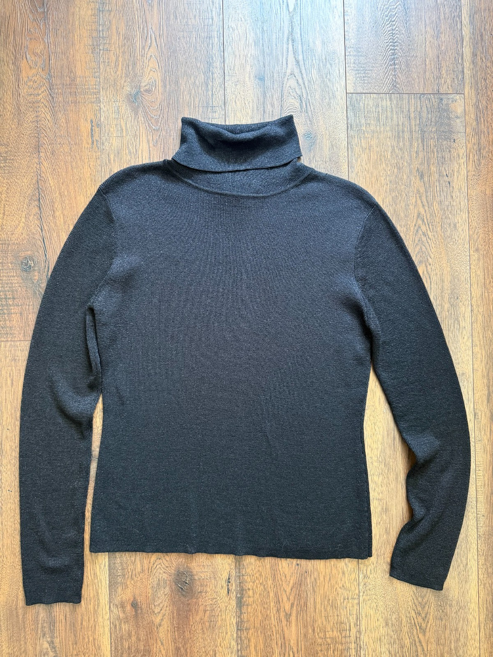 90s Black Metallic Silk Turtleneck Sparkly Sweater Dark Glam Academia Preppy XL